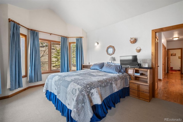 1740 County Road 72, Bailey, CO 80421 - carpeted bedroom with vaulted ceiling and baseboards