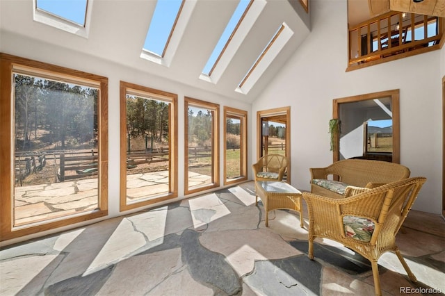 1740 County Road 72, Bailey, CO 80421 - sunroom / solarium with high vaulted ceiling and a skylight