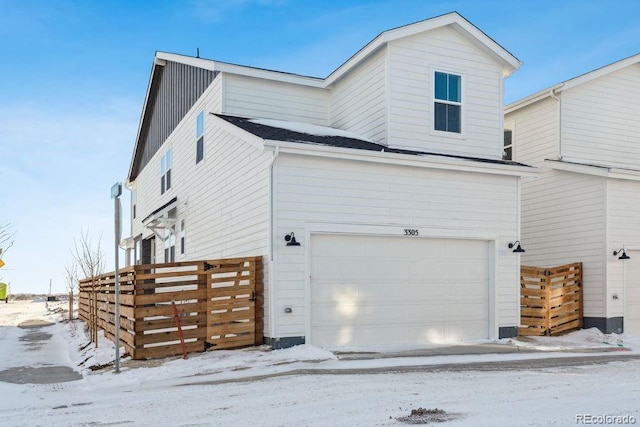 exterior space featuring a garage