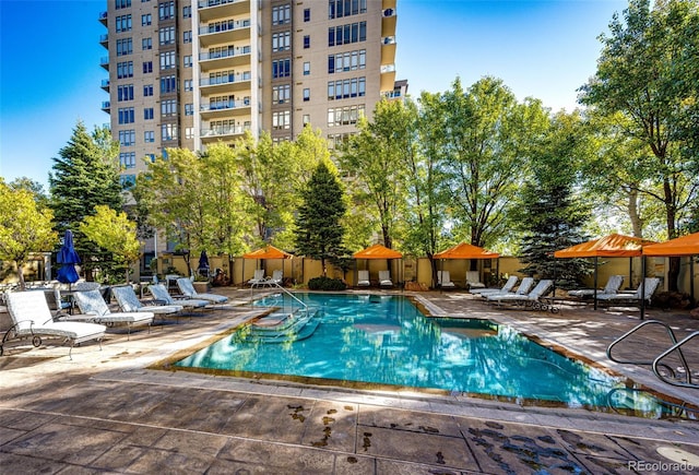 view of pool with a patio