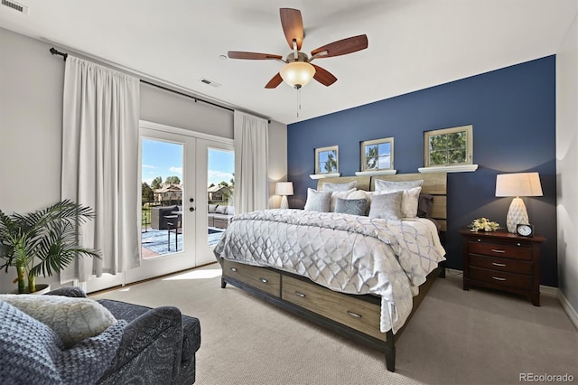 1287 Buffalo Ridge Rd, Castle Pines, CO 80108 - bedroom with carpet floors, access to exterior, french doors, and multiple windows