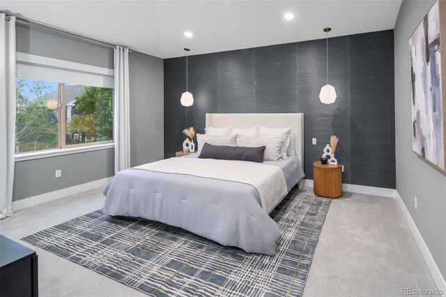 3439 Uinta St, Denver, CO 80238 - bedroom with baseboards, carpet, and recessed lighting