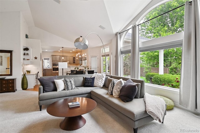 3144 Stevens Cir N, Erie, CO 80516 - living room with light colored carpet and high vaulted ceiling