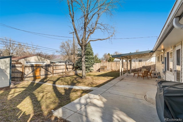 view of yard with a patio and a fenced backyard