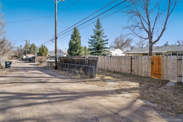 view of road with a gate