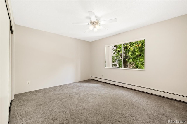 3082 S Wheeling Way Unit 202, Aurora, CO 80014 - unfurnished room with a baseboard heating unit, carpet flooring, and ceiling fan