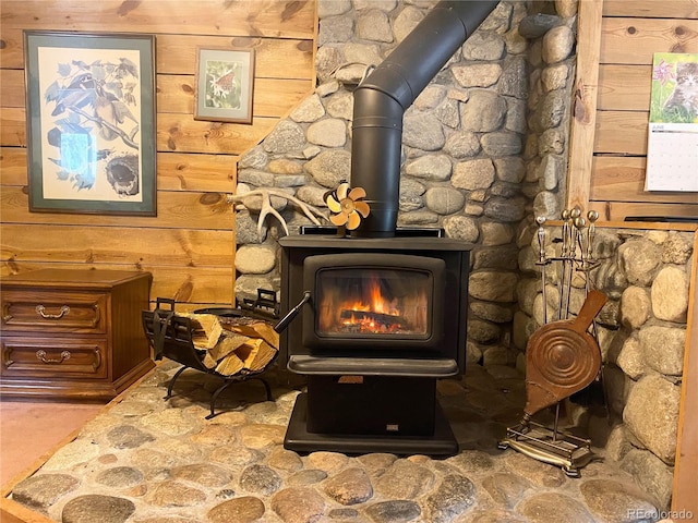 16670 County Road 126, Pine, CO 80470 - detailed view of a wood stove and wooden walls