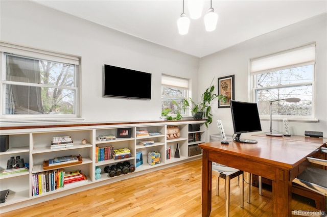 3701 Eliot St, Denver, CO 80211 - office with wood finished floors and a chandelier