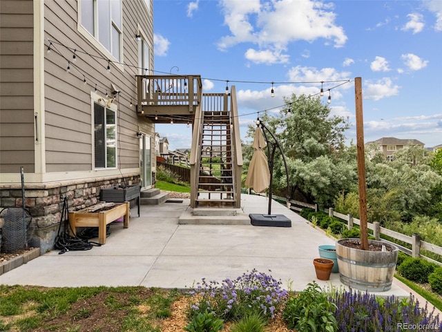 3620 Sandoval St, Brighton, CO 80601 - view of patio / terrace with stairway and a deck