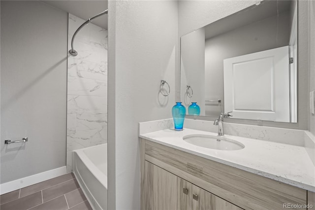 4737 E Iliff Ave, Denver, CO 80222 - bathroom with vanity, bathing tub / shower combination, and tile patterned flooring