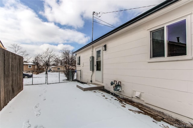 view of snow covered exterior