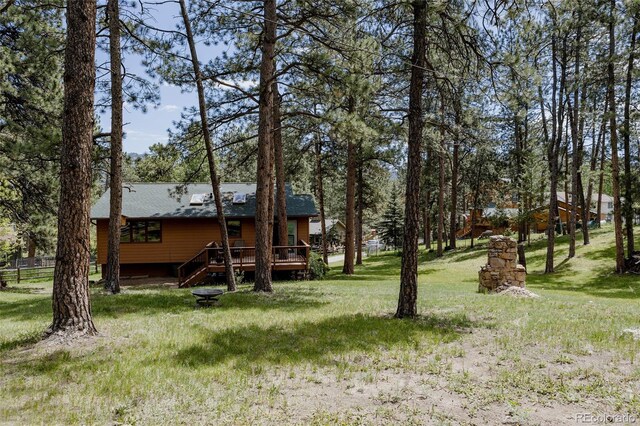 29101 Drexel Spur, Evergreen, CO 80439 - view of grassy yard with a deck