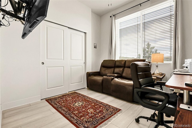 12258 Hazel Spruce Ct, Parker, CO 80134 - home office featuring light wood-style flooring, healthy amount of natural light, and baseboards