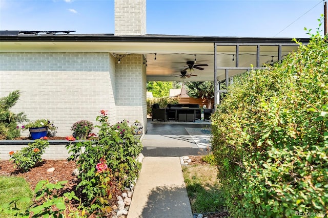 view of patio / terrace featuring outdoor lounge area and ceiling fan