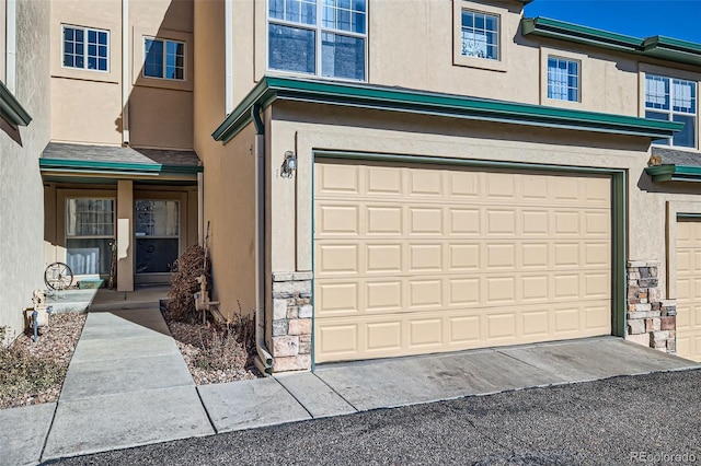 exterior space featuring a garage