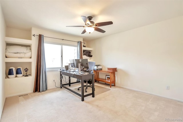 9371 Desert Willow Trl, Highlands Ranch, CO 80129 - carpeted office space with ceiling fan and baseboards