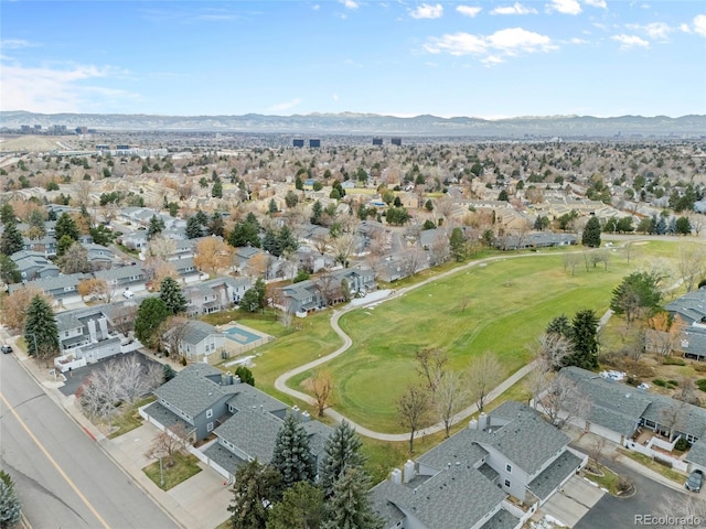 drone / aerial view with a mountain view