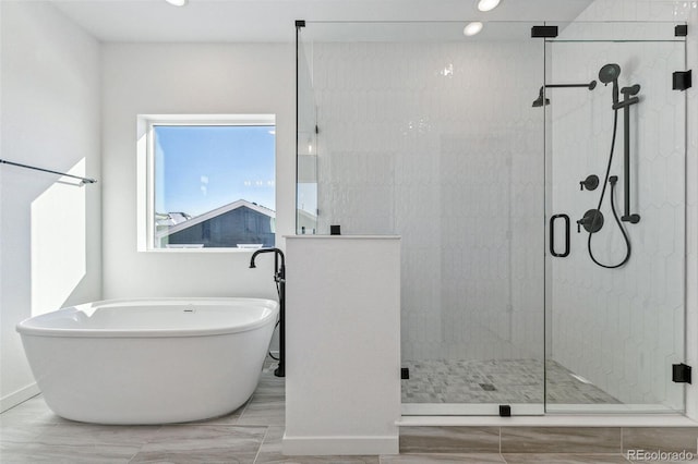 bathroom with plus walk in shower