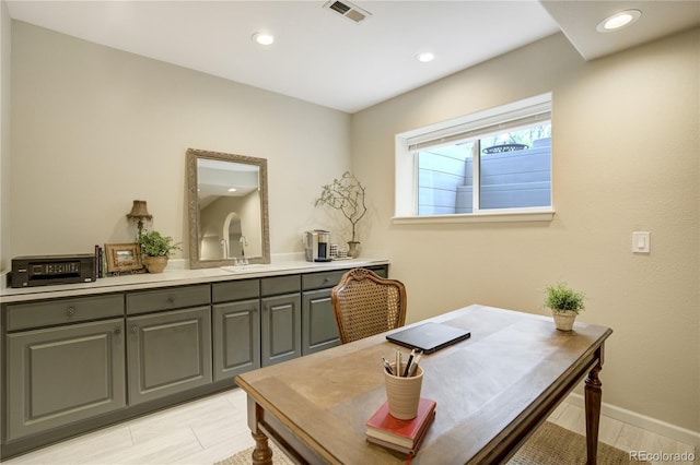 40 Wuthering Heights Dr, Colorado Springs, CO 80921 - home office with a sink, recessed lighting, and baseboards