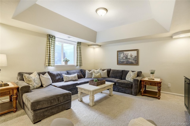 40 Wuthering Heights Dr, Colorado Springs, CO 80921 - living room featuring light colored carpet and a raised ceiling