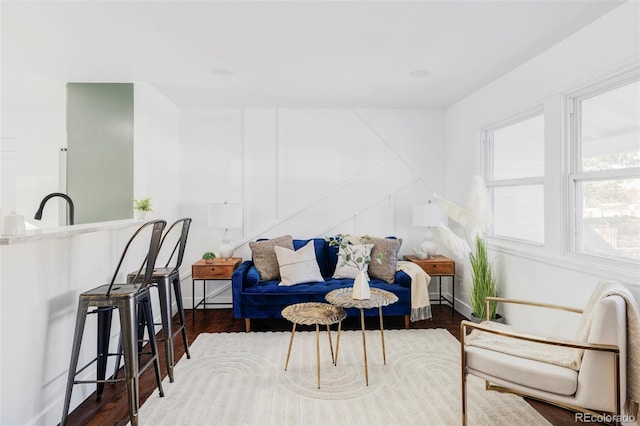 living room featuring dark hardwood / wood-style floors