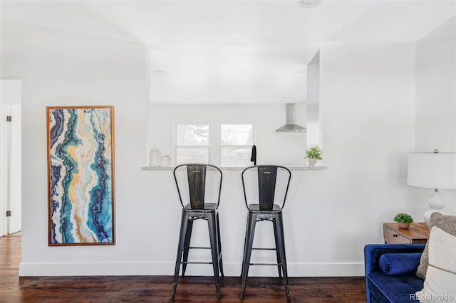 interior space with dark hardwood / wood-style floors