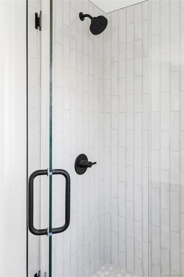 exterior details featuring walk in shower