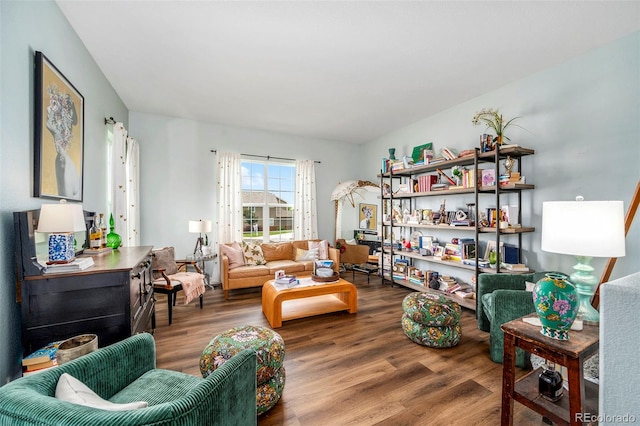 living room with wood-type flooring