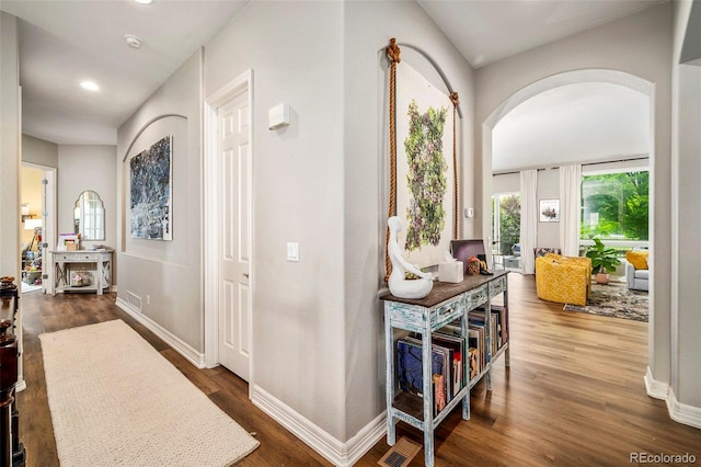 hallway featuring hardwood / wood-style flooring