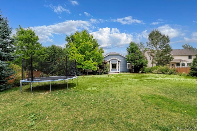 view of yard with a trampoline