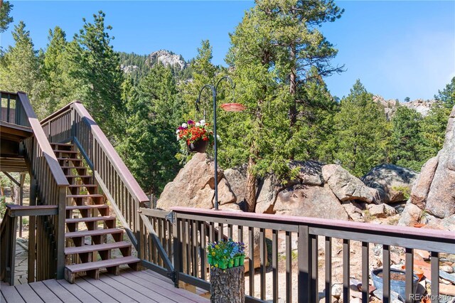25531 Mosier Cir, Conifer, CO 80433 - wooden terrace with stairs