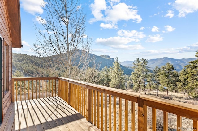 deck featuring a mountain view