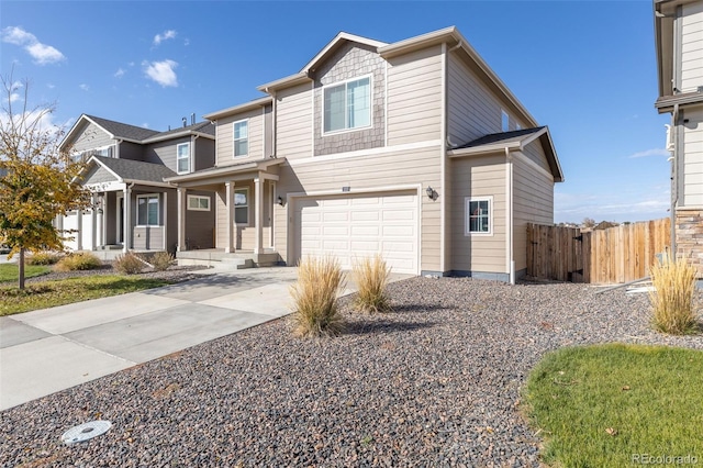 view of front of property featuring a garage