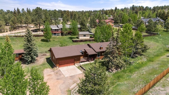 1908 Valley View Dr, Woodland Park, CO 80863 - view from above of property with a heavily wooded area