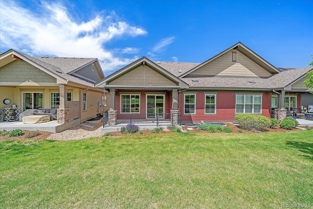 1130 Summit View Dr, Louisville, CO 80027 - rear view of property with a patio area, a yard, and a shingled roof