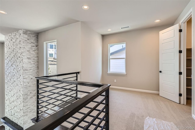 4748 Weitbrec Ln, Castle Rock, CO 80104 - corridor with an upstairs landing, healthy amount of natural light, carpet, recessed lighting, and baseboards