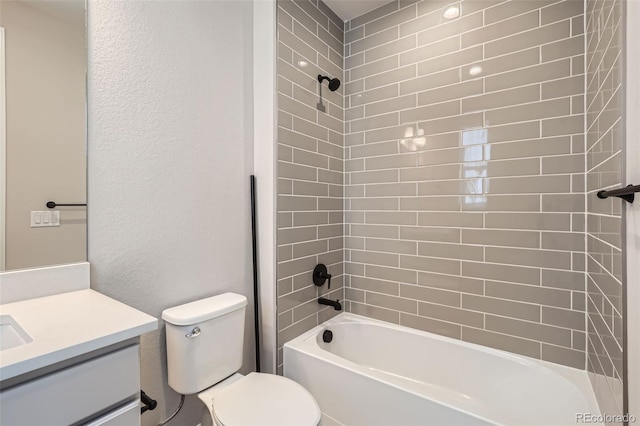 4748 Weitbrec Ln, Castle Rock, CO 80104 - full bathroom featuring vanity, toilet, shower / washtub combination, and a textured wall