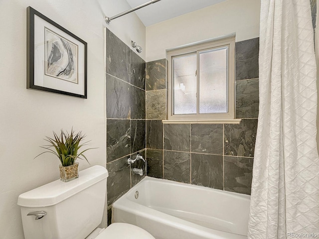 732 Poplar St, Denver, CO 80220 - full bathroom featuring toilet and shower / bath combination with curtain