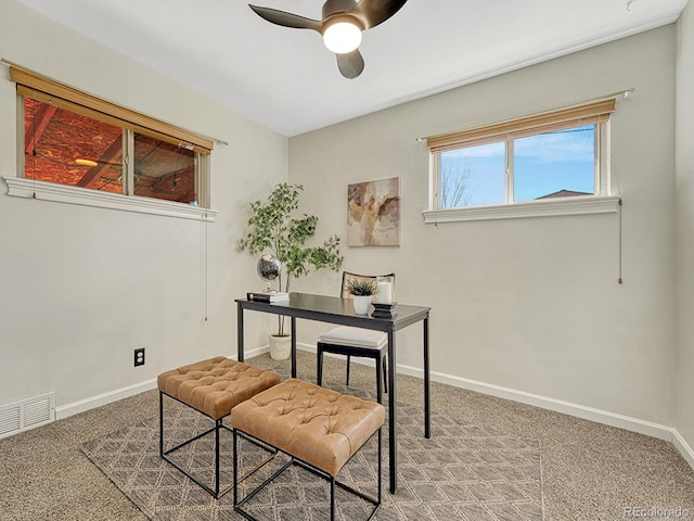 732 Poplar St, Denver, CO 80220 - carpeted office space with ceiling fan and baseboards