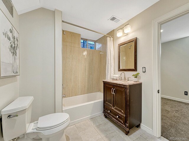 732 Poplar St, Denver, CO 80220 - full bath featuring toilet, vanity, and shower / bathtub combination with curtain