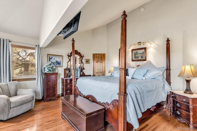 31 Black Fawn Ln, Westcliffe, CO 81252 - bedroom with light wood finished floors and high vaulted ceiling