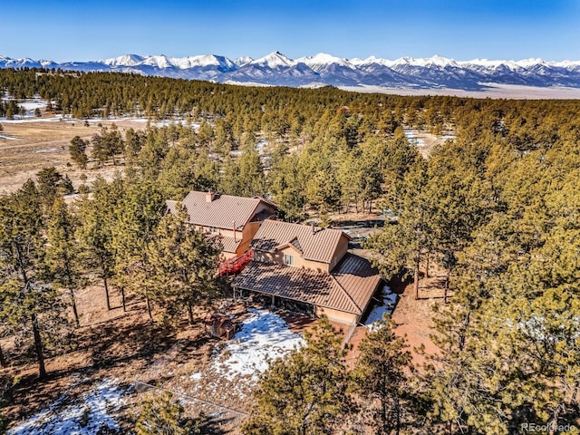 31 Black Fawn Ln, Westcliffe, CO 81252 - birds eye view of property featuring a wooded view and a mountain view