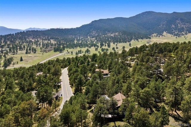 2976 Hiwan Dr, Evergreen, CO 80439 - drone / aerial view of a mountainous background and a heavily wooded area