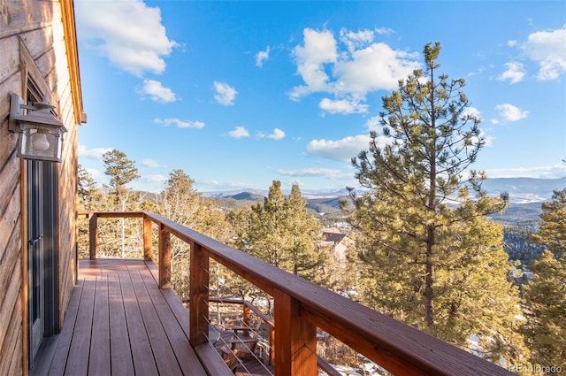 deck with a mountain view