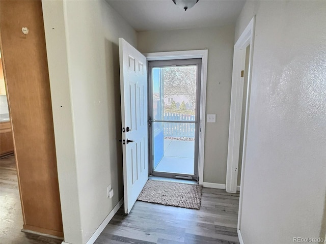 entryway with hardwood / wood-style floors