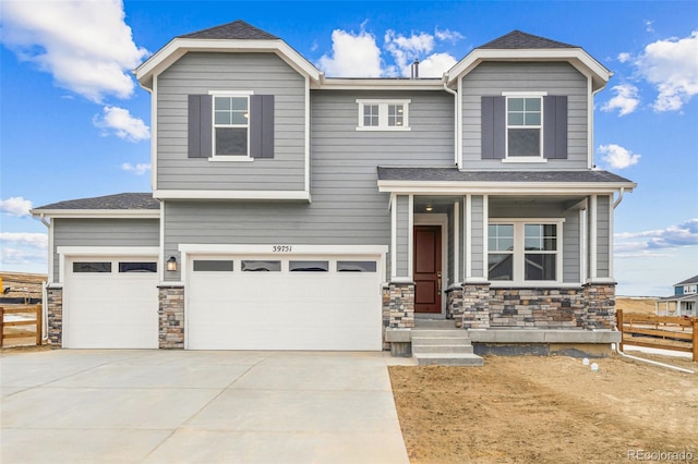 view of front of house with a garage