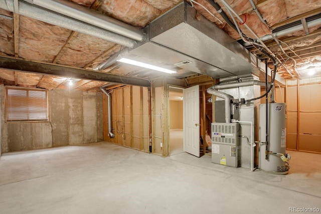 11186 E Baltic Dr, Aurora, CO 80014 - unfinished basement with gas water heater and heating unit