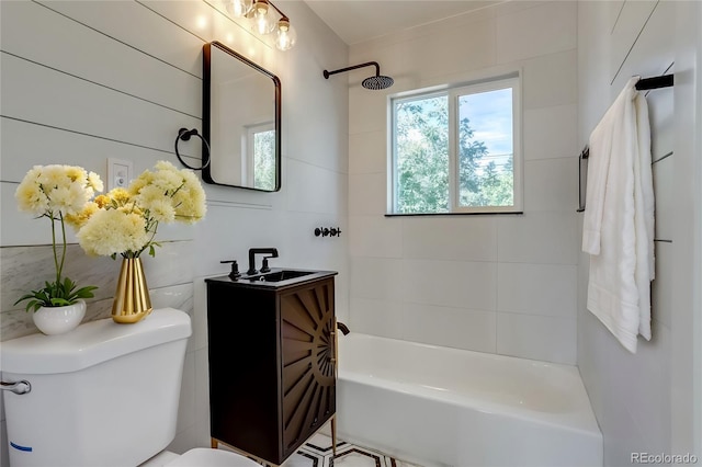 full bathroom with shower / bathing tub combination, toilet, and sink