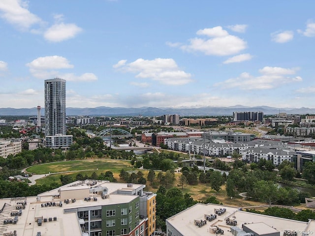 birds eye view of property with a mountain view