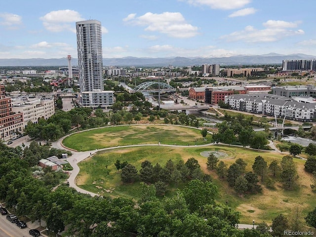 aerial view with a mountain view